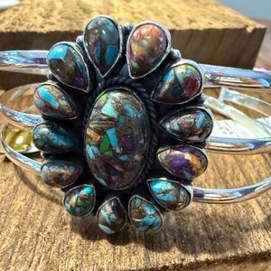 Purple Fiesta Kingman Turquoise Handmade Adjustable Cuff